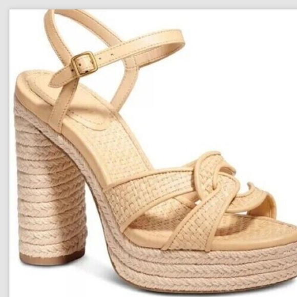 Coach Talina Natural Platform Espadrille Raffia Sandals Shoes    NEW w/ BOX 7.5B - Picture 3 of 5